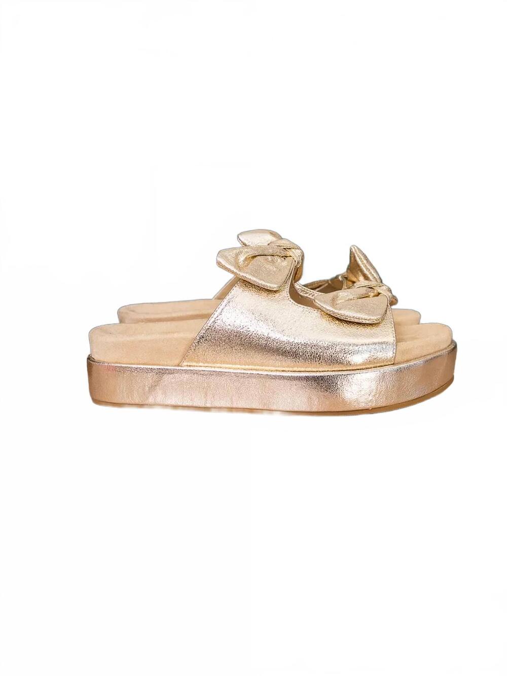 NEW PIERRE DUMAS women's josephine slide sandals in gold